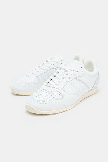 LEATHER TRAINERS - White by Zara - Image 3