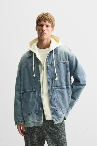 CAZADORA DENIM BOXY FIT - Azul medio de Zara