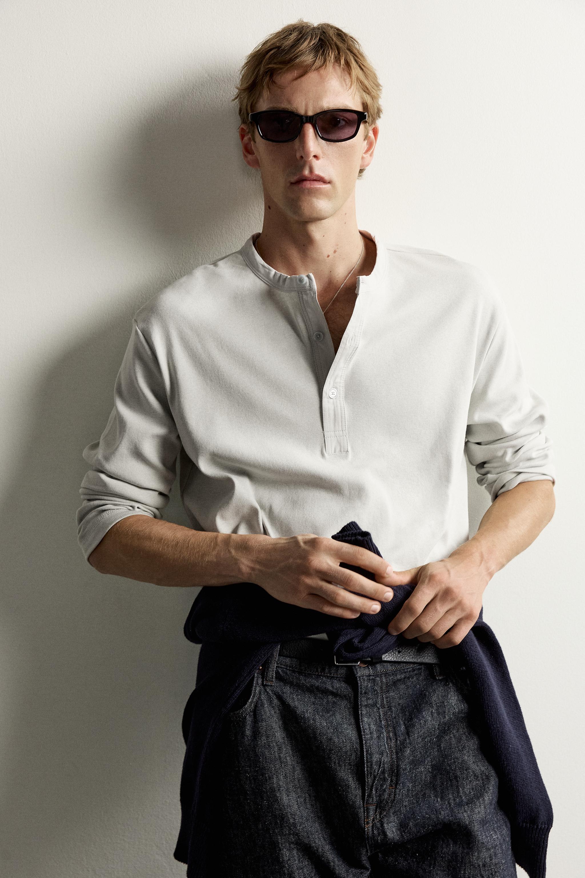 Zara RELAXED FIT DÜĞMELİ YAKA T-SHIRT görsel 5