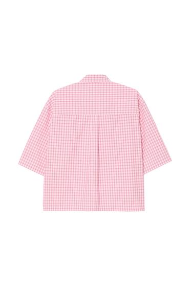 BOXY FIT CHECK SHIRT - Pink / White by Zara