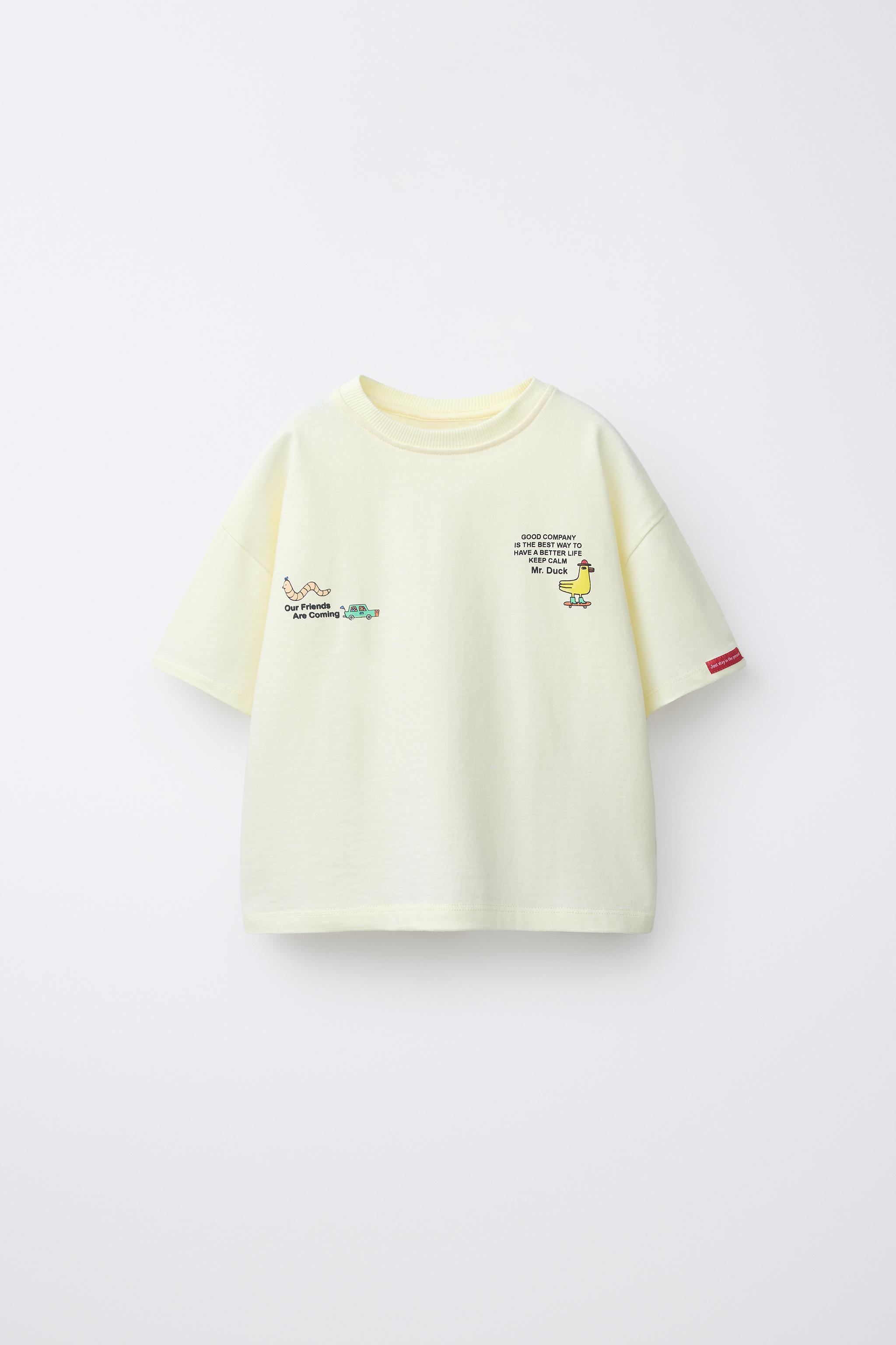 テキストプリントTシャツ - パステルイエロー | ZARA Japan / 日本