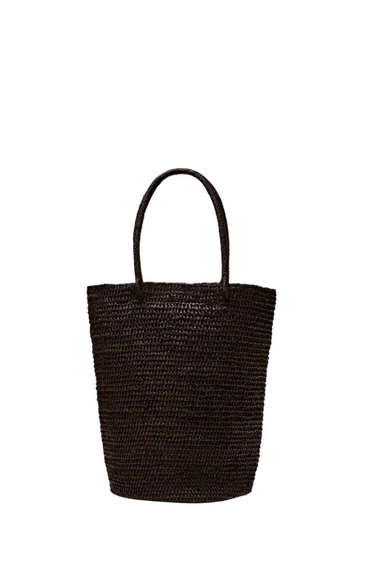 Mini raffia bucket bag — Brown 1