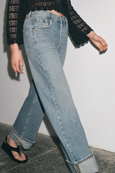 ZW COLLECTION BAGGY MID-WAIST JEANS - Blue / Grey by Zara