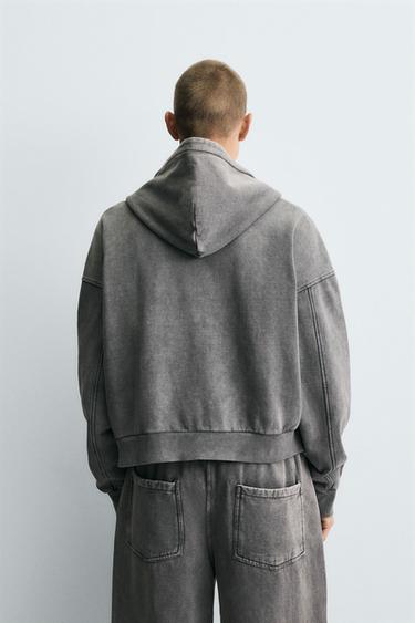 WASHED ZIP HOODIE - Greyish by Zara - Image 2
