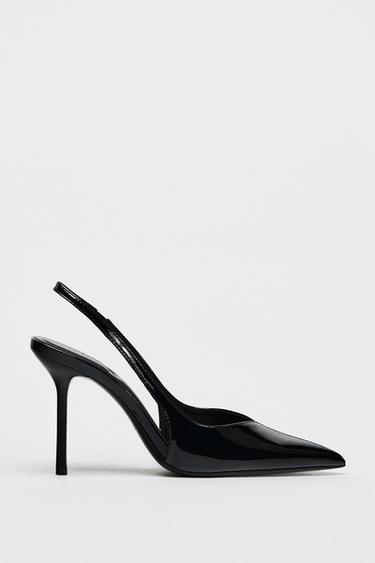 PATENT EFFECT SLINGBACK SHOES - Black by Zara