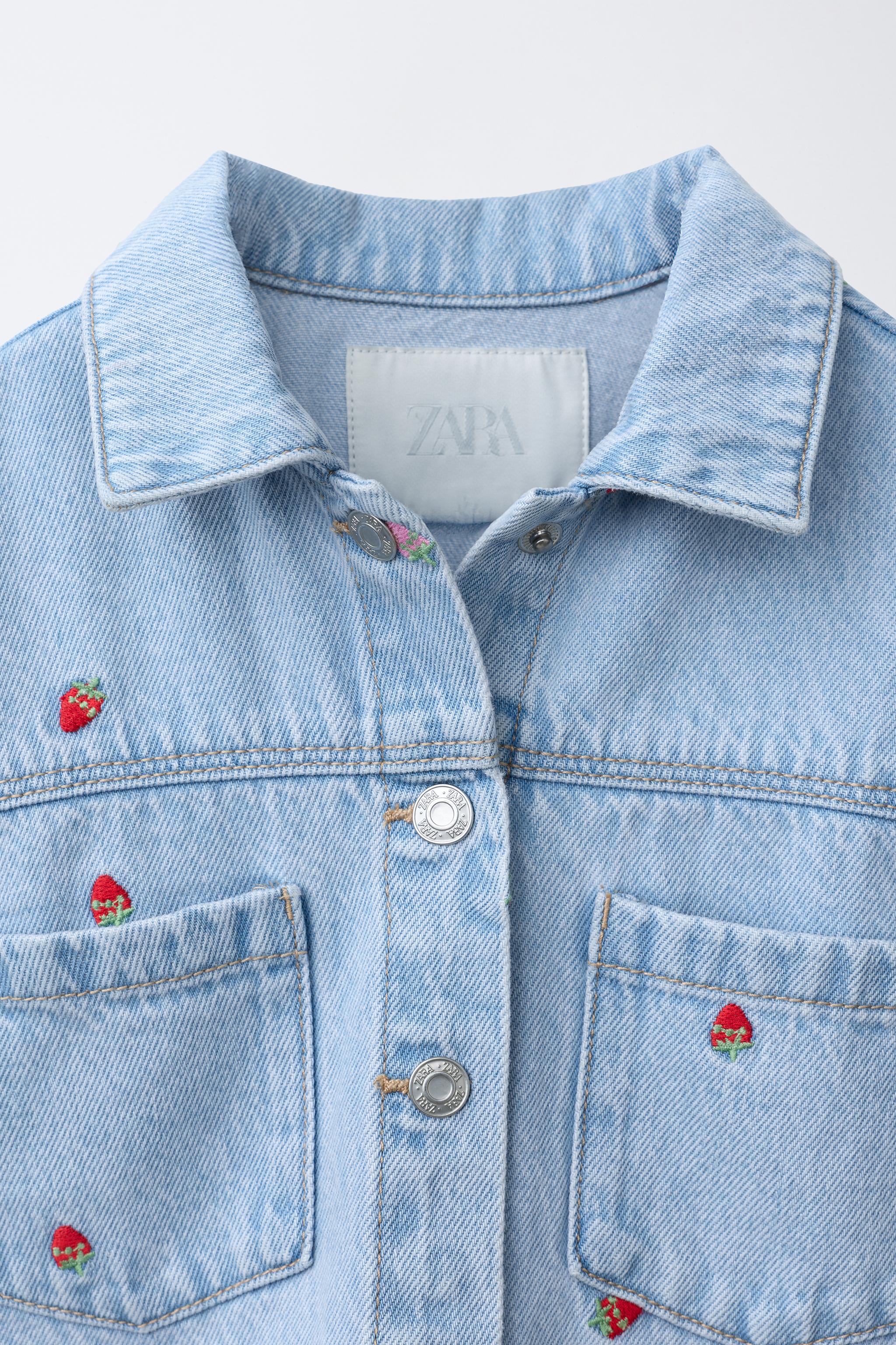 EMBROIDERED STRAWBERRY DENIM JACKET