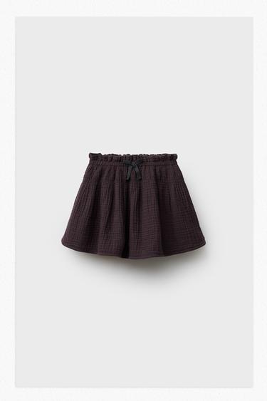 JUPE-SHORT TEXTURÉE AVEC NŒUD - Grenat foncé de Zara