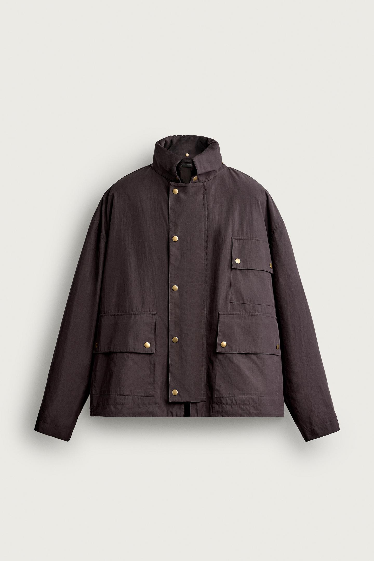 Мужская куртка Zara Padded Parka with Pockets, цвет: Бордовый — фото 8