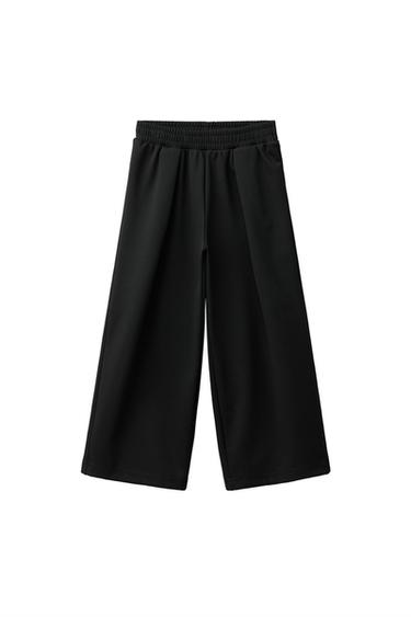 INTERLOCK WIDE-LEG TROUSERS WITH PLEATS - Black by Zara
