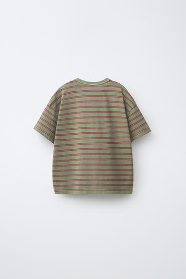 STRIPED T-SHIRT - Green by Zara - Image 1