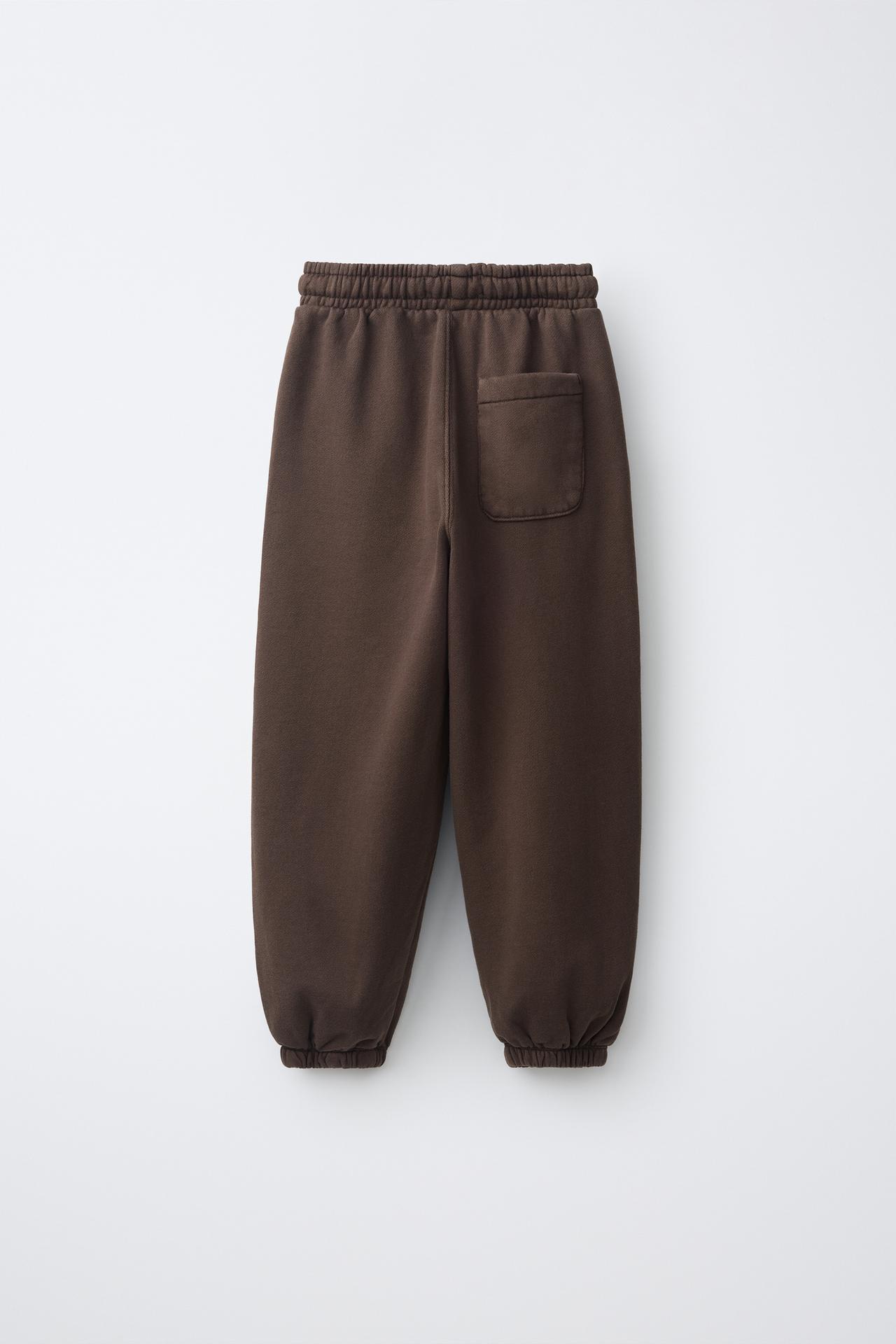 EMBROIDERED JOGGER PANTS — Brown