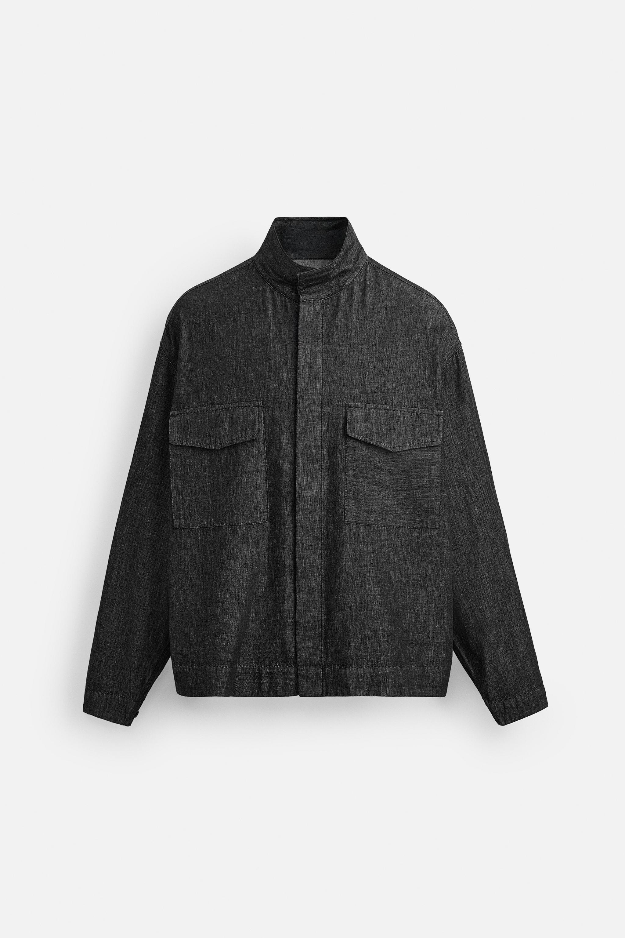 デニム パッチポケットシャツ - ブラック | ZARA Japan / 日本