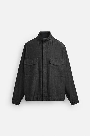 DENIM SHIRT WITH POCKETS - Black by Zara - Image 7