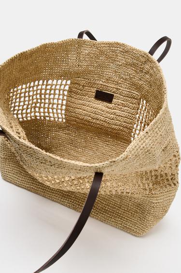 SAC SHOPPER EN RAFIA - Beige clair de Zara - Image 5