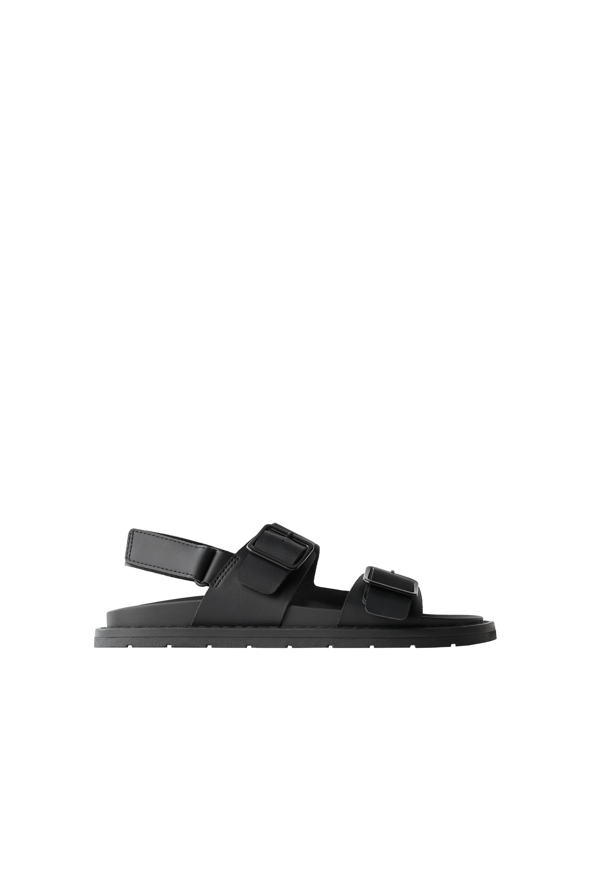 BUCKLED SANDALS — Black