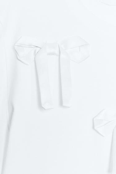 T-SHIRT WITH BOWS - White by Zara - Image 5