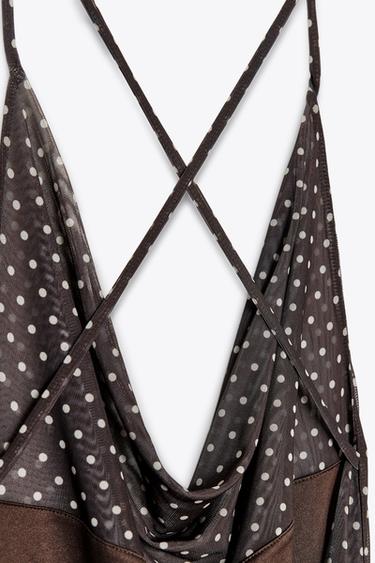 ROBE LONGUE À POIS - Marron / Écru de Zara - Image 6