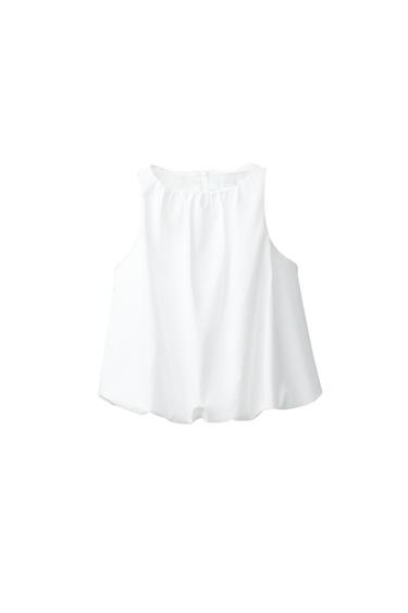 Zara POPLIN PUFFY TOP - White