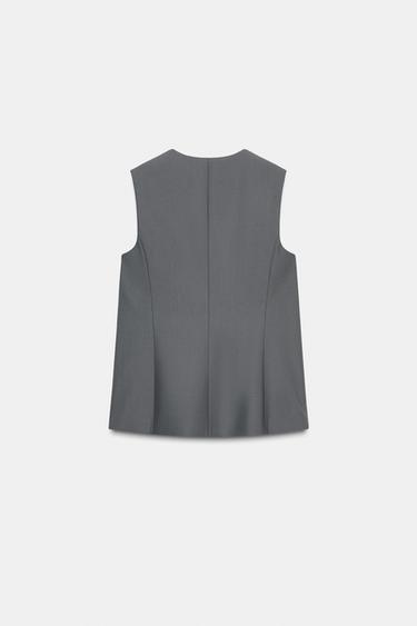 LONG DOUBLE-BREASTED WAISTCOAT - Grey by Zara - Image 6