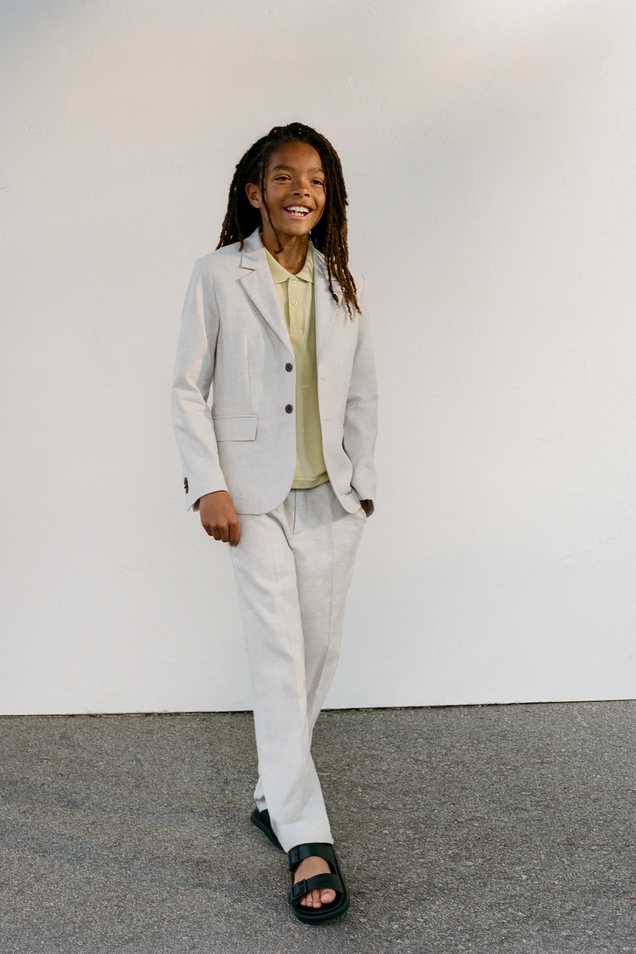 Детские брюки Zara COTTON LINEN BLEND SUIT PANTS