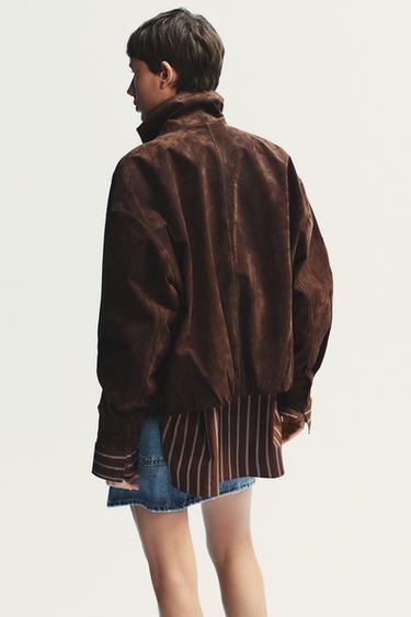 SUEDE LEATHER JACKET - Dark brown by Zara - Image 5
