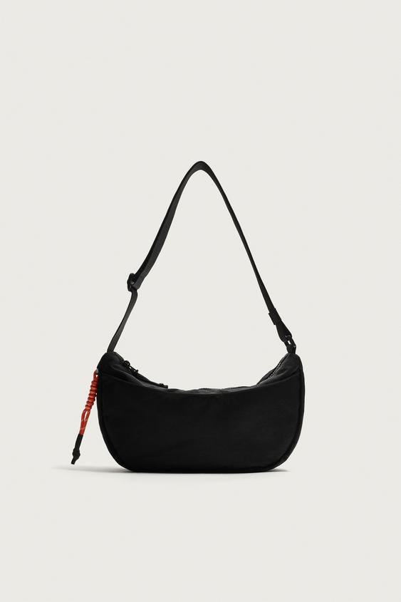 SMALL NYLON SHOULDER BAG - Black by Zara - Image 0