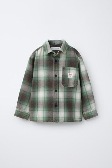 CHECK OVERSHIRT - Green by Zara
