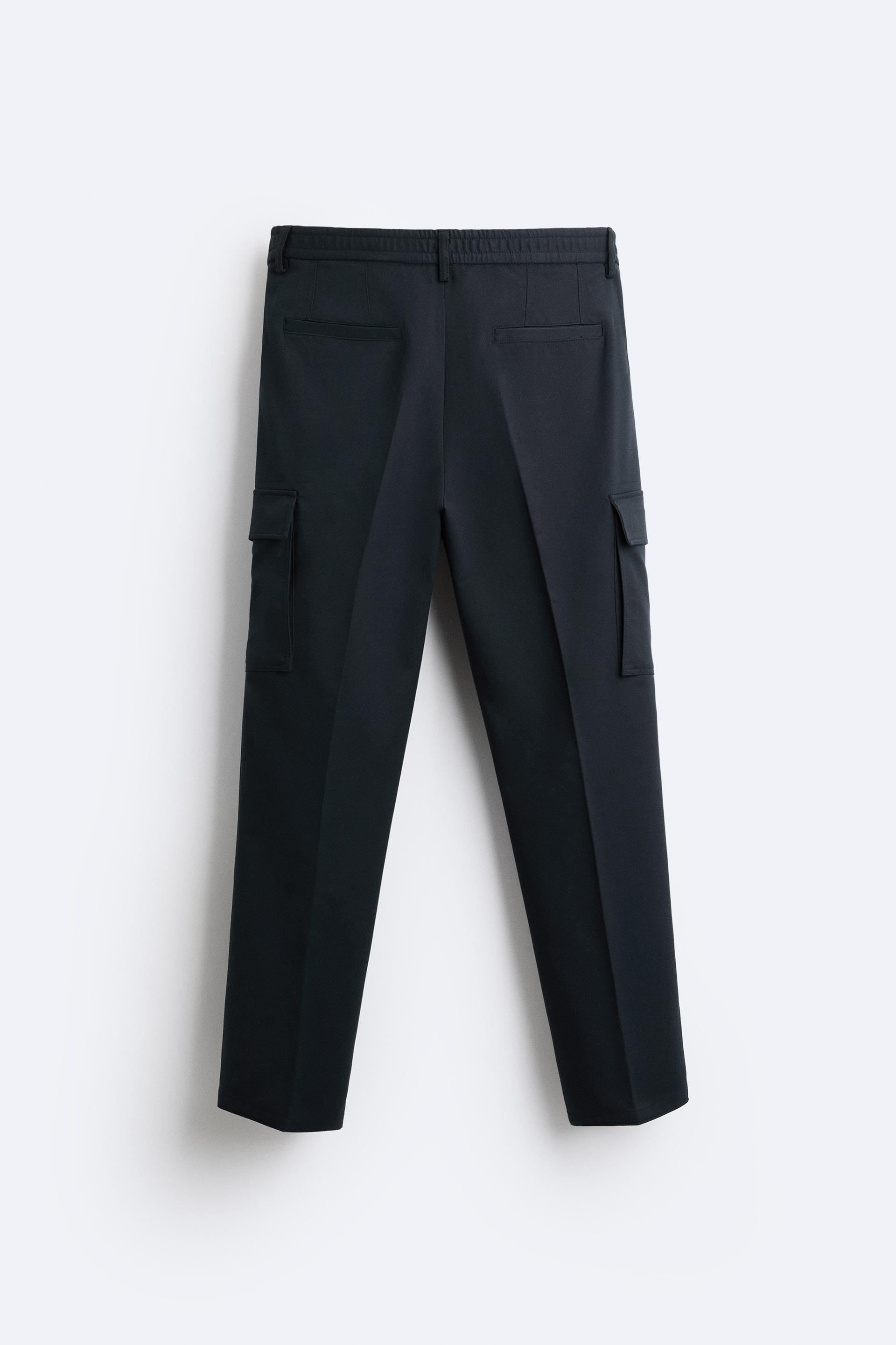 PLEATED CARGO PANTS - Black