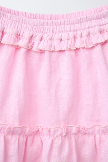 JUPE-SHORT 100 % LIN - Rose de Zara - Image 2
