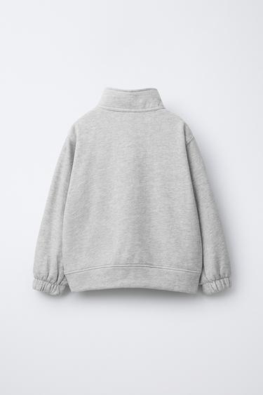 HIGH NECK SWEATSHIRT WITH LABEL - Grey marl by Zara - Image 1
