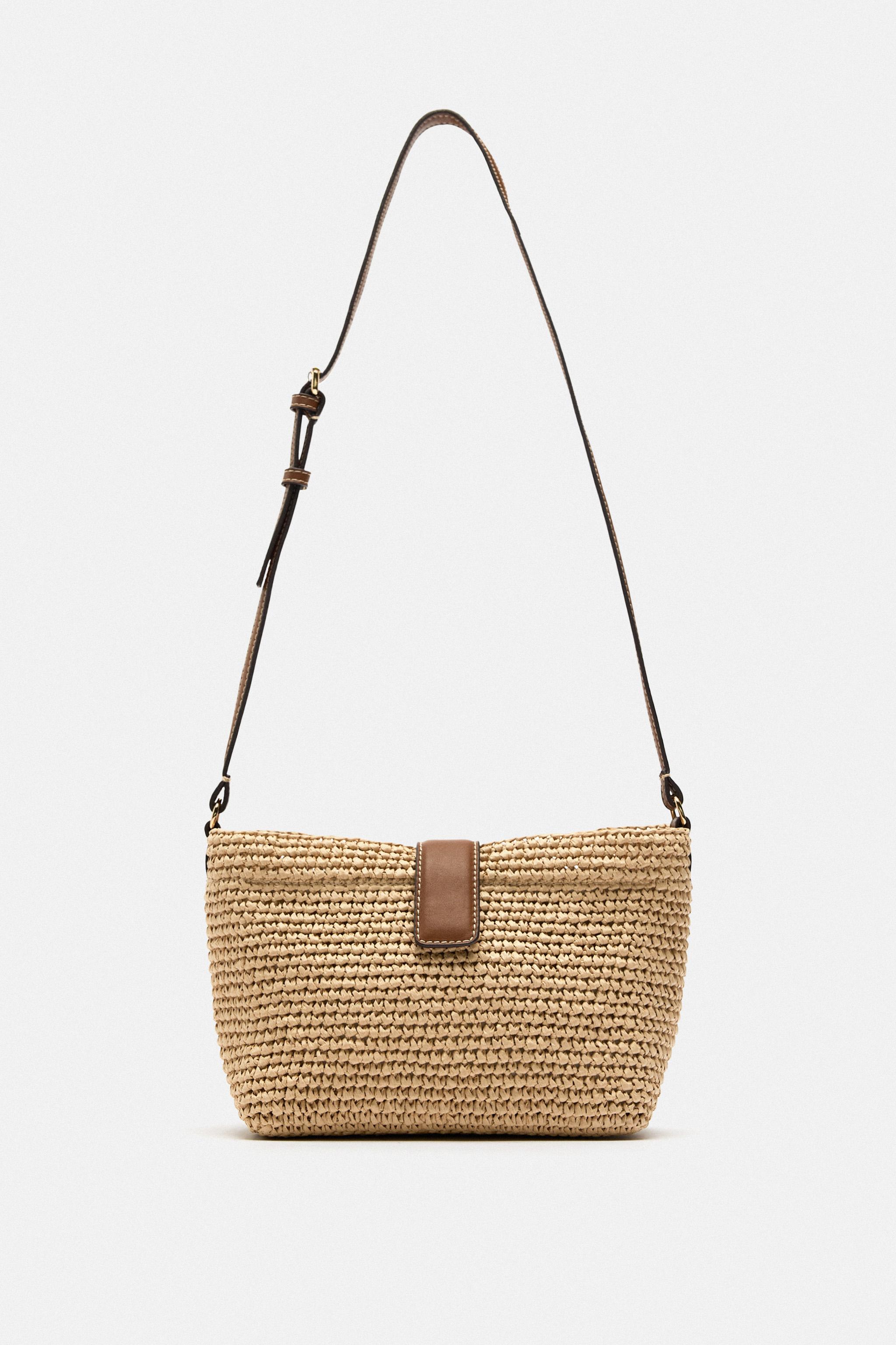 Zara straw handbags hot sale