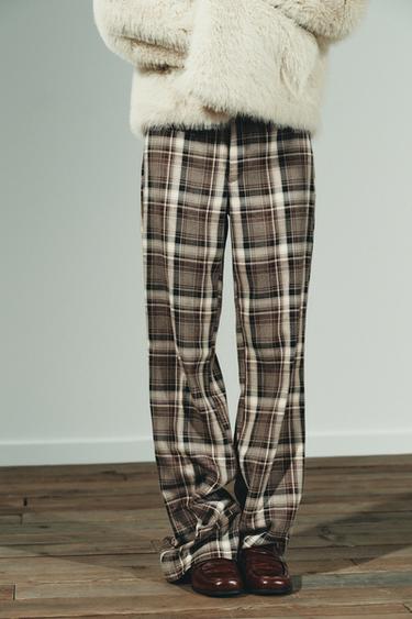 CHECKED TROUSERS - Khaki by Zara - Image 2