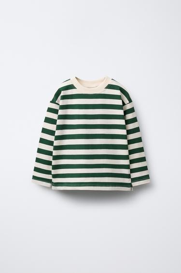 CAMISETA ESTAMPADO RAYAS - Verde de Zara