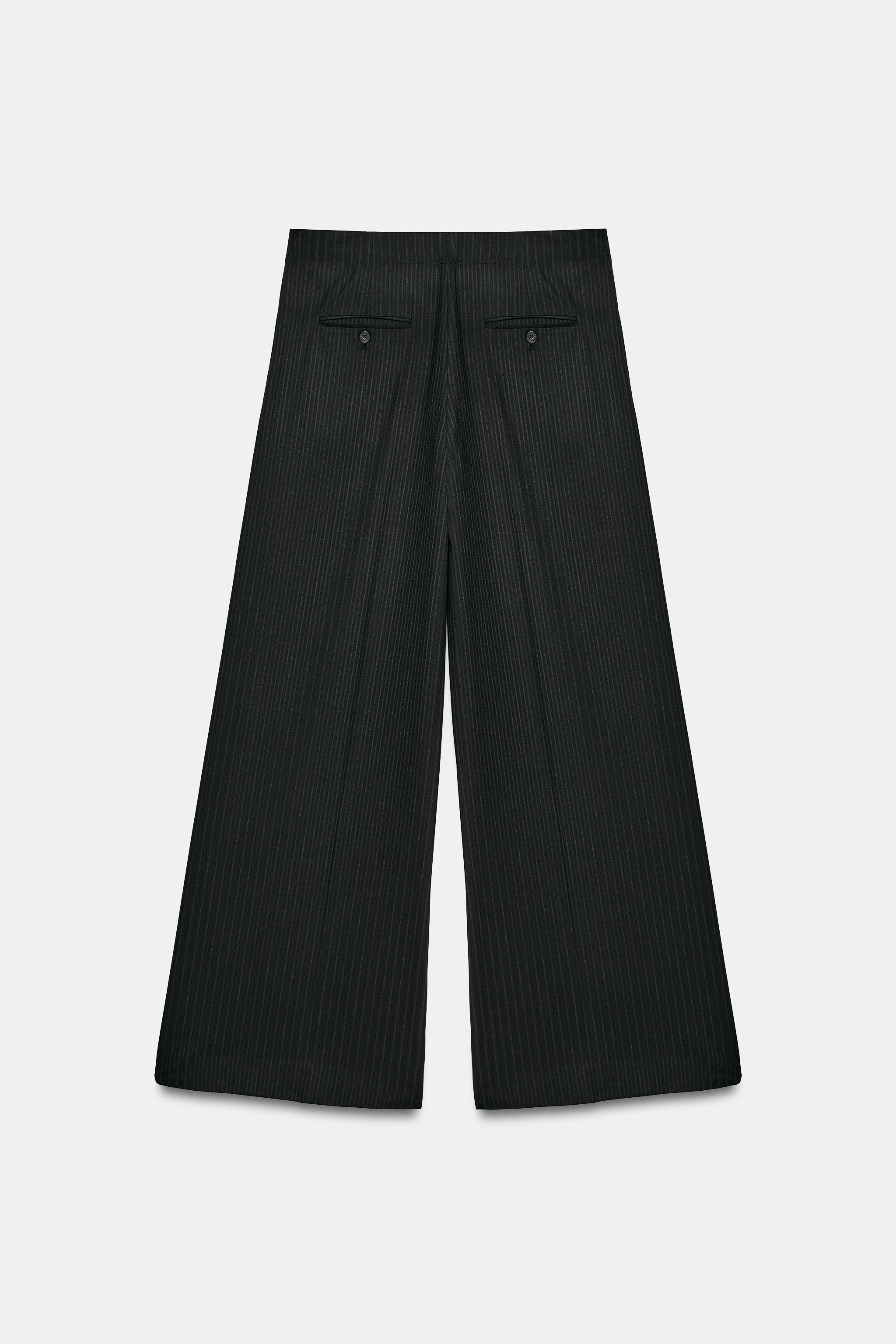 Zara ÇİZGİLİ GENİŞ PAÇA ZW COLLECTION PANTOLON görsel 8