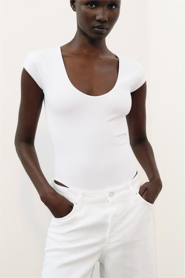 ROUND NECK BODYSUIT - White by Zara