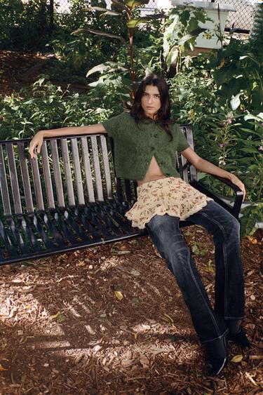 SHORT SLEEVE CARDIGAN - Bottle green by Zara