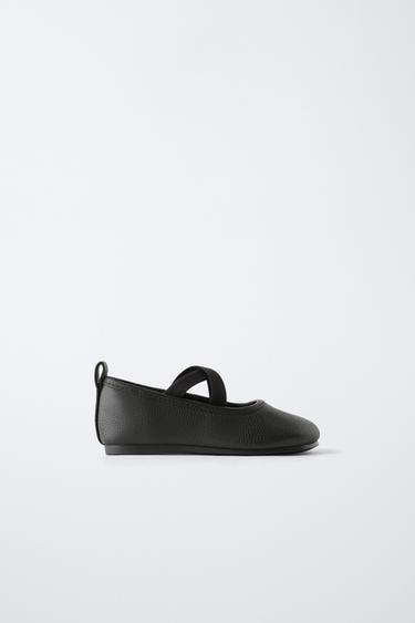 LEATHER BALLERINAS - Black by Zara
