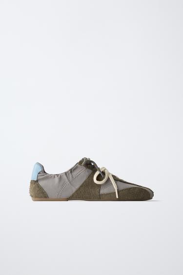 Zara COMBINATION LEATHER SNEAKERS - Gray