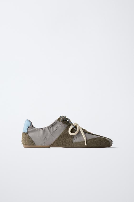 Zara COMBINATION LEATHER SNEAKERS - Gray - Image 0