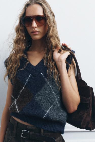 DIAMOND KNIT TANK TOP - Multicoloured by Zara