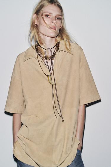 SUEDE LEATHER DRESS ZW COLLECTION LIMITED EDITION - Beige by Zara