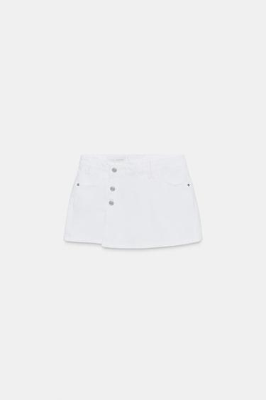 WRAPPED DENIM SKORT - White by Zara - Image 0