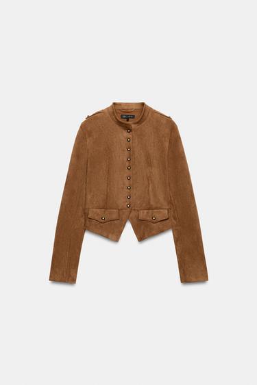CROPPED BUTTONED JACKET - Caramel by Zara - Image 0