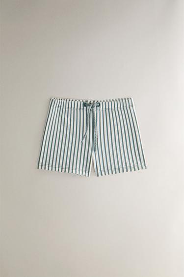 BERMUDA DE BANHO DE PRAIA INFANTIL LISTRADA - Cru / Verde da Zara