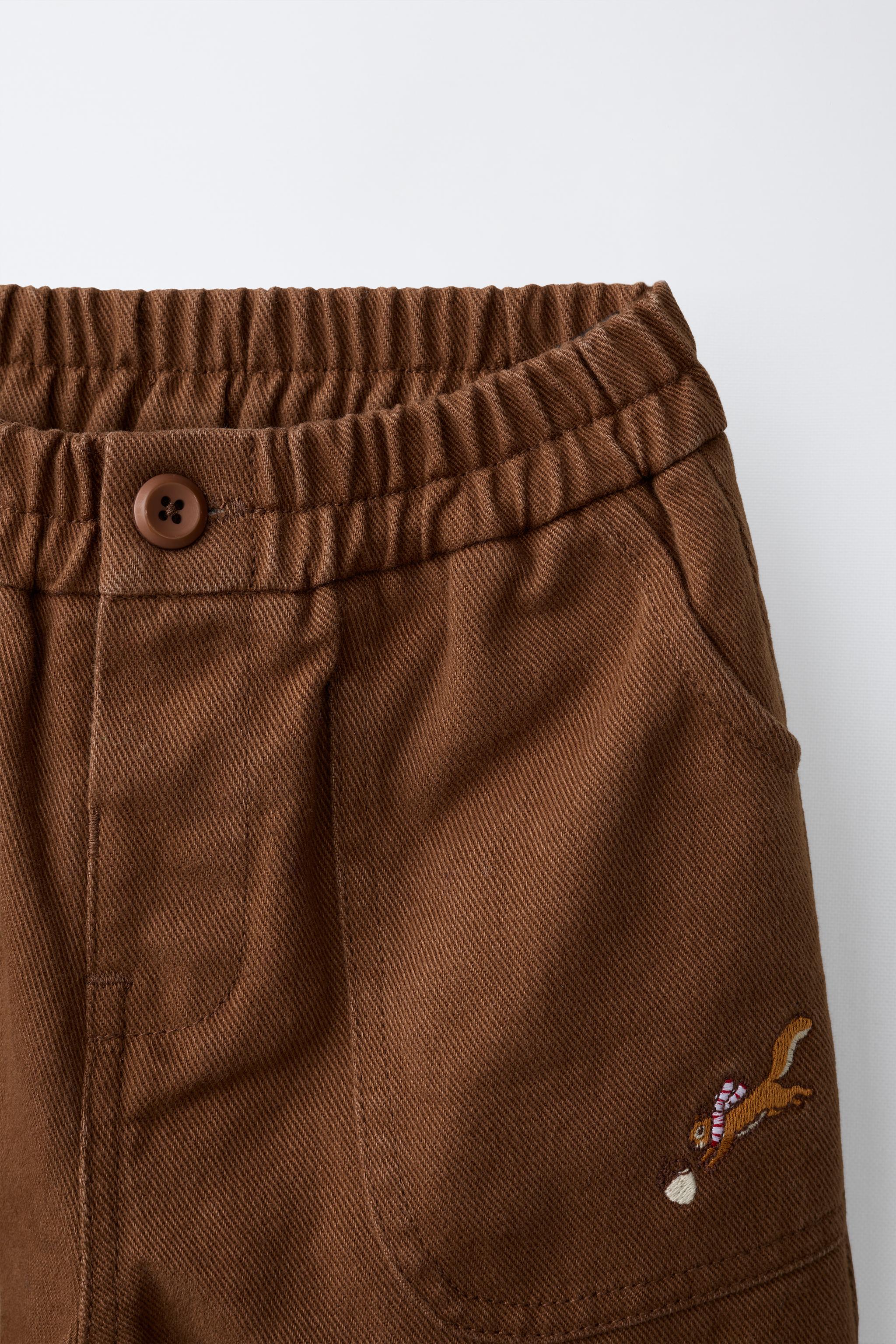EMBROIDERED SQUIRREL BAGGY PANTS