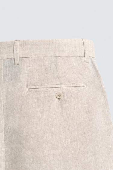 SHORT REGULAR FIT 100% LIN - Beige clair de Zara - Image 9