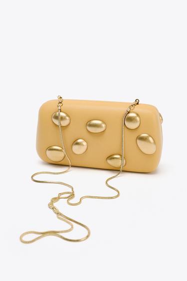 CLUTCH WITH METAL APPLIQUÉS - Mustard by Zara - Image 2