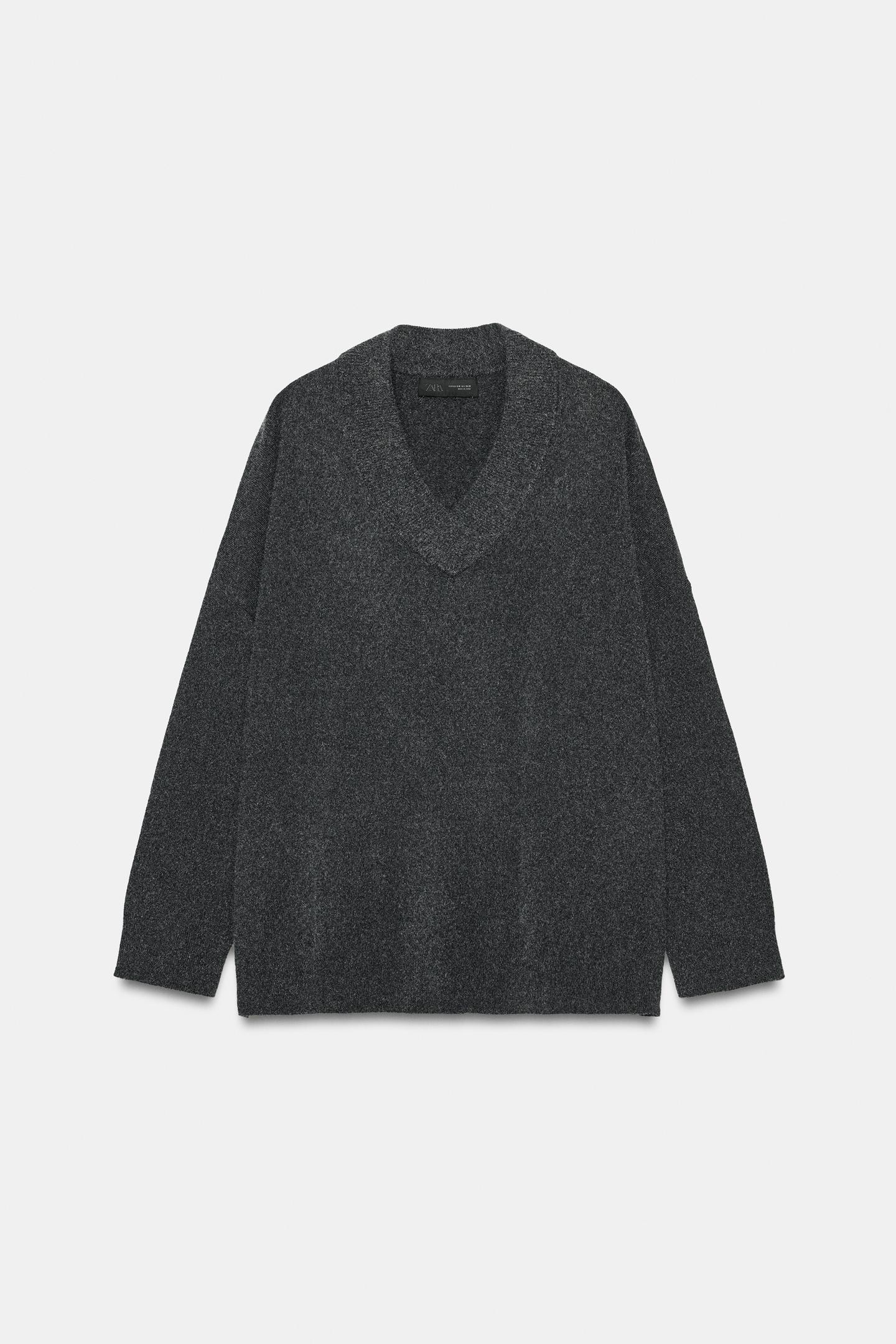 Женский свитер Zara Oversized Knit, цвет: Серый — фото 6