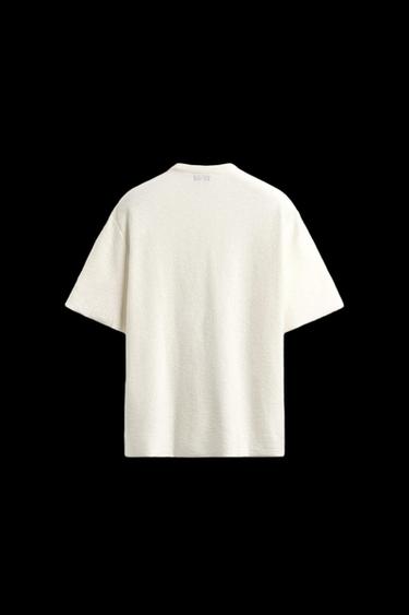 Zara WASHED PRINT KNIT T-SHIRT - Ecru
