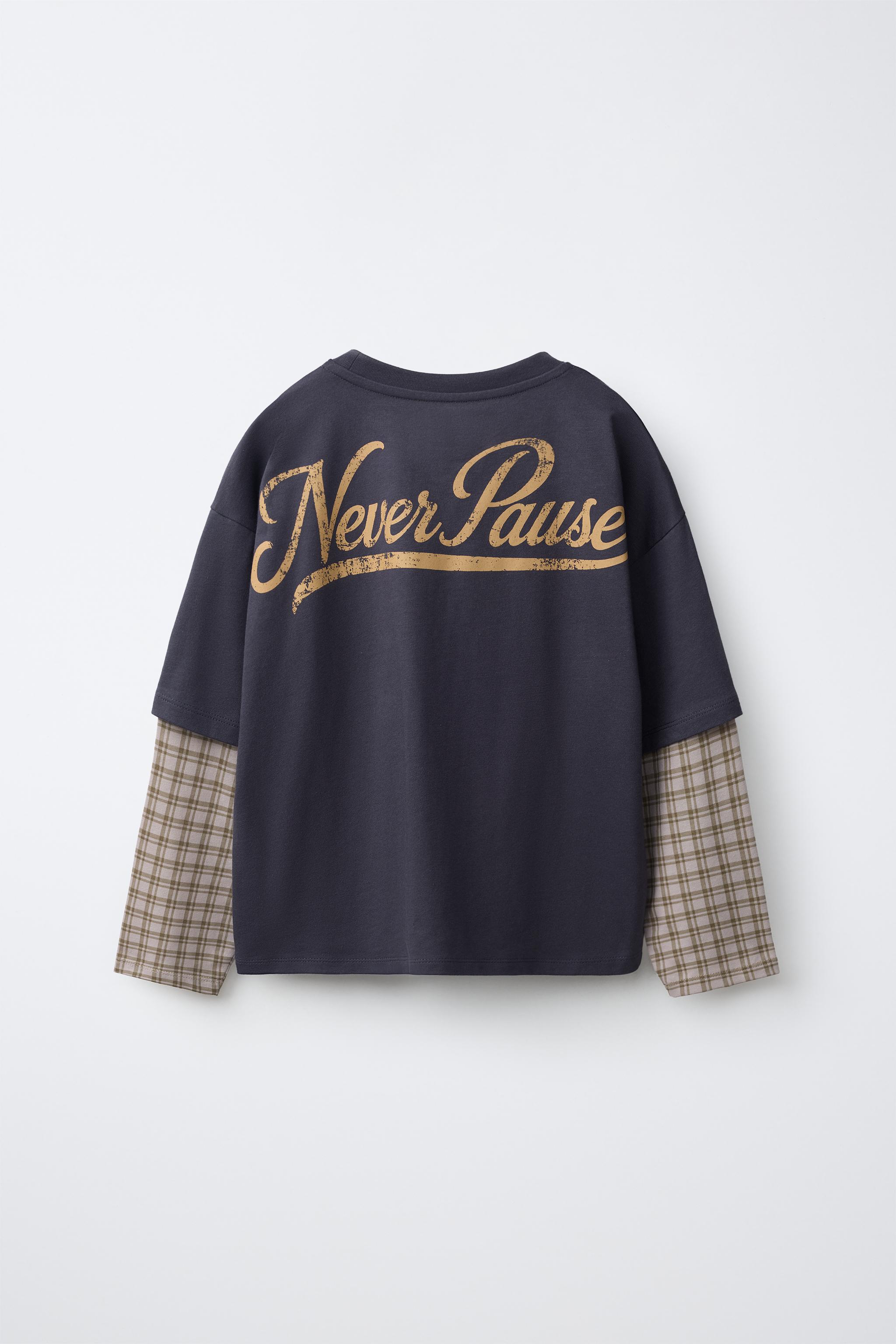 CHECKED DOUBLE SLEEVE T-SHIRT